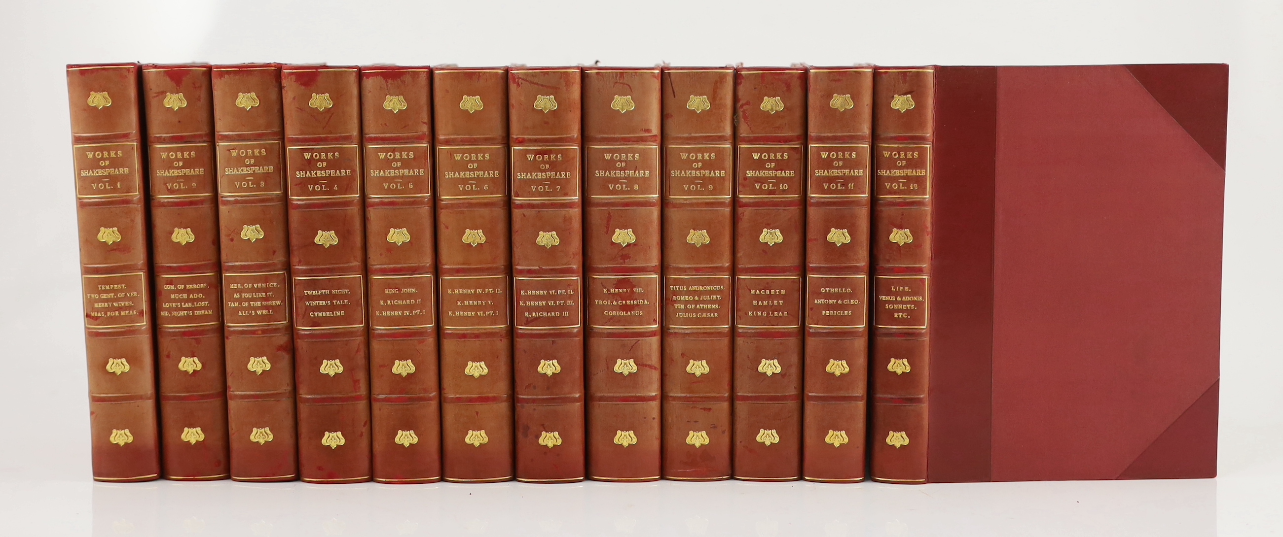 Shakespeare, William - The Works of ..., edited by Israel Gollancz, 12 vols, the large Temple Shakespeare Edition. earlier 20th century frontispieces (some coloured) and other illus.